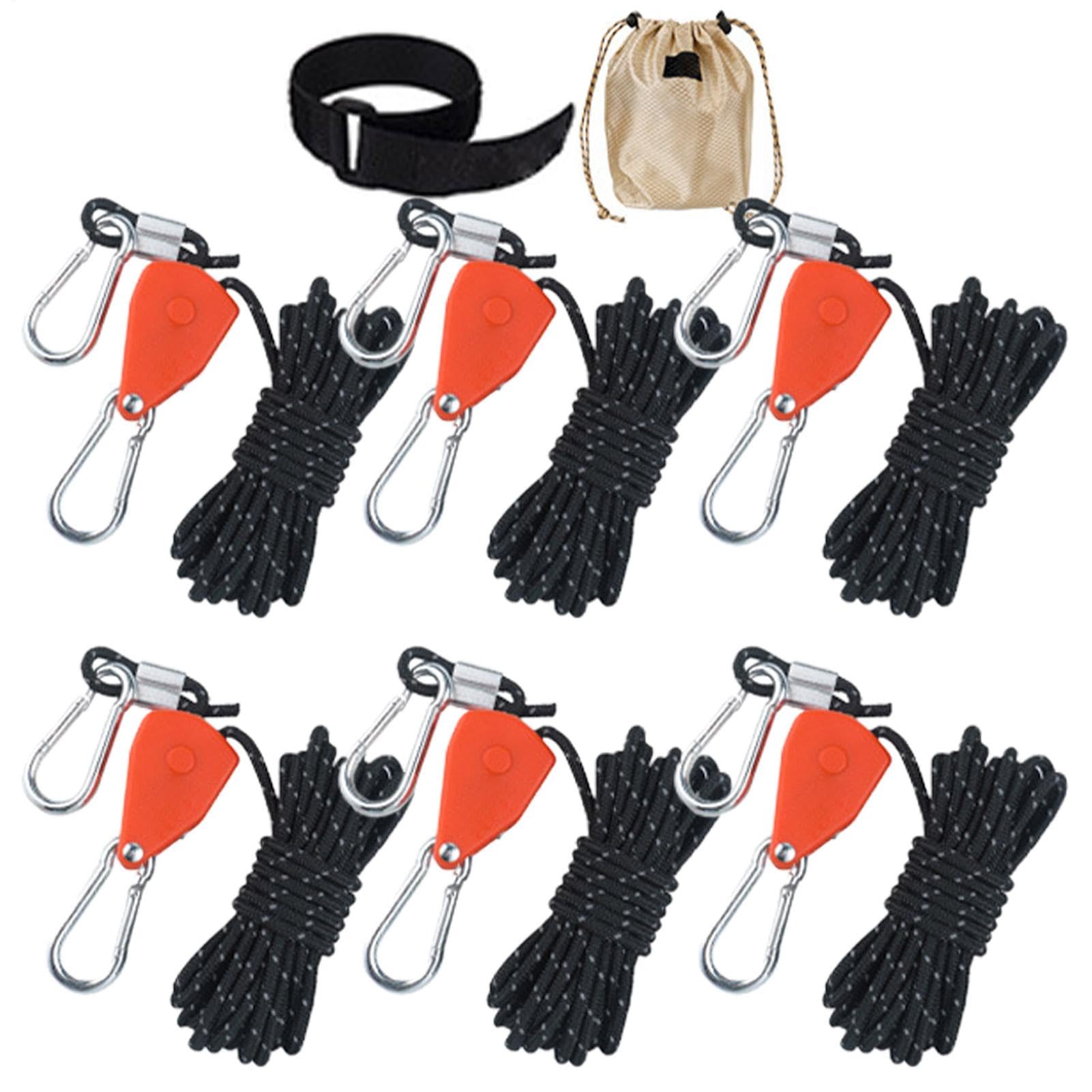 6pcs Heavy Duty Retractable Ratchet Straps, Rope Ratchet Tie Down, Outdoor Camping Ratchet Cord, Reflective Tent Rope, Adjustable Ratchet Straps For Camping Kayak, Tent Ratchet Straps, Awning Tie Down von Dgayaeic