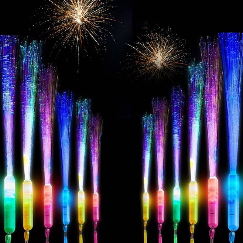 Dhqkqg LED Leuchtstäbe Glasfaser, 12 Stück Leuchtstäbe Partyzubehör, Bunt blinkende LED Leuchtstab Glasfaser Leuchtstab Bunte Mit 3 Modi Blinkende Für Kinder Weihnachten Konzert Hochzeit Party Konzert von Dhqkqg