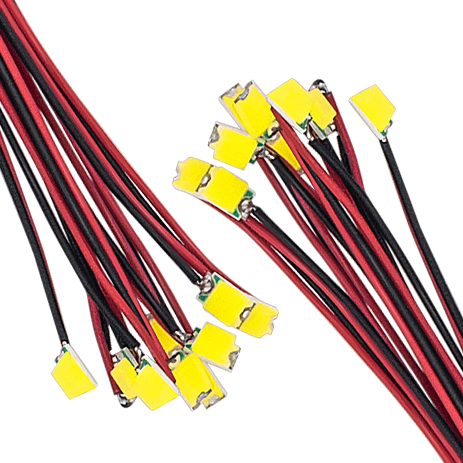 DiCUNO 20 Stk. vorverdrahtet SMD Mikro LED Dioden, 0805 gelötete Mini LED Leuchtdiode mit 16CM Mikrolitzenleitungen für DIY, Modellbau, Modelllayout, Dekor, 20mA, Farbe: Warmweiß von DiCUNO