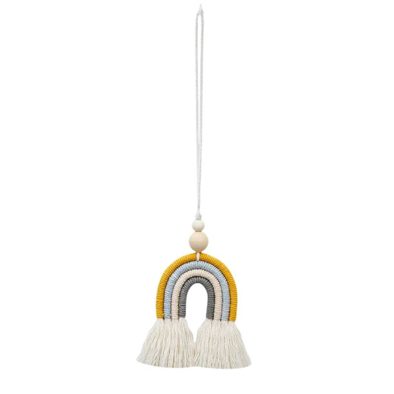 Dickly Boho Regenbogen Auto Charm Quaste Auto Rückspiegel Charm Anhänger Auto Zubehör Ätherisches Öl Diffusor für Büro Geschenk, Gelb von Dickly