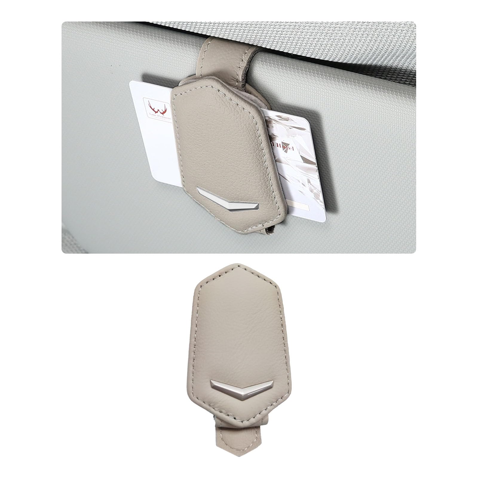 Dickno Sonnenbrillenhalter für Auto Sonnenblende, magnetischer Lederbrillenaufhänger montiert mit Ticketkartenclip, universelles Fahrzeuginnenzubehör für verschiedene Brillen (Beige) von Dickno