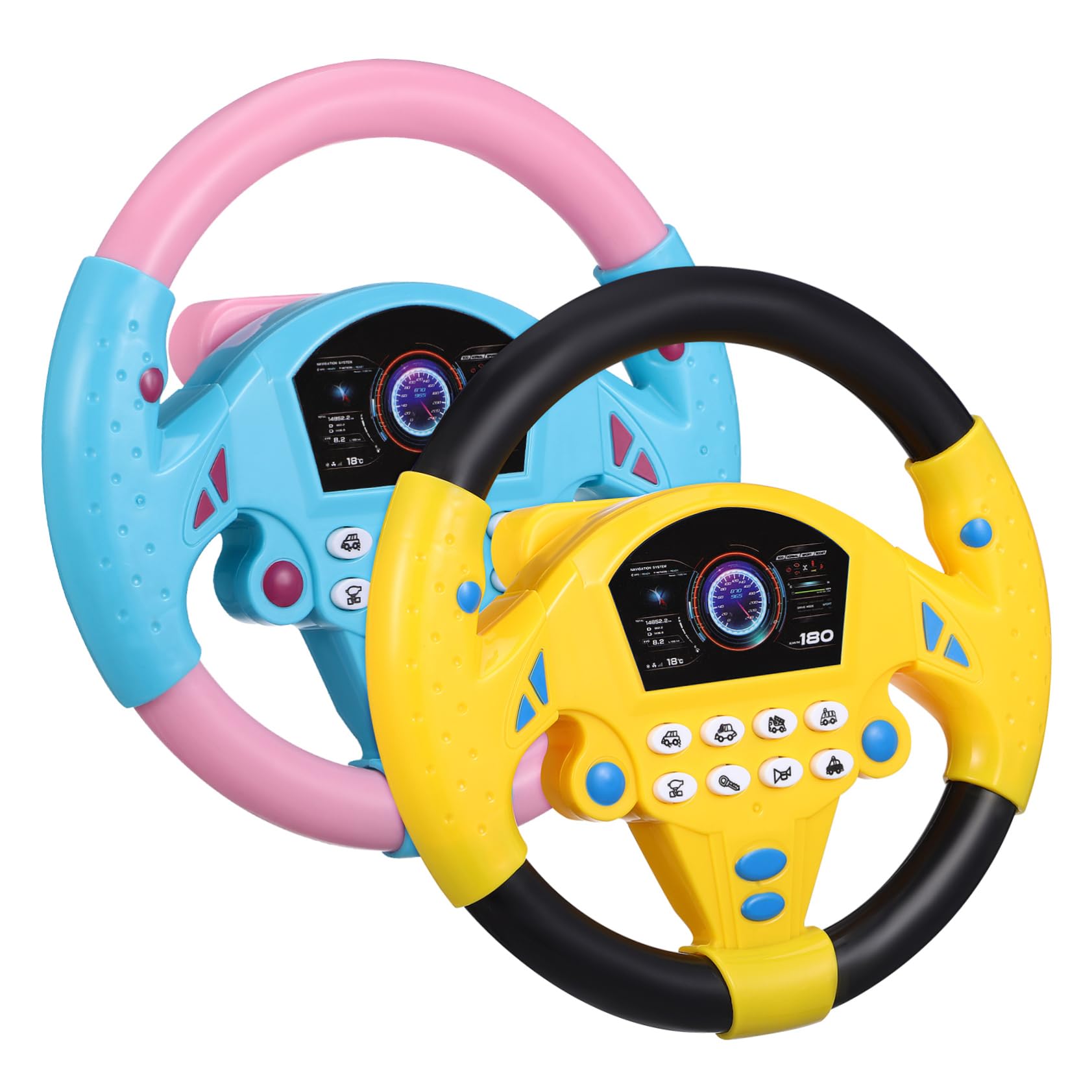 Didiseaon 2 Stück Lenkradsimulator Spielzeuglenkrad Für Auto Babyautospielzeug Armaturenbrett Babylenkrad Spielzeugautos Gefälschtes Lenkrad Kleinkindlenkrad Simulierter von Didiseaon