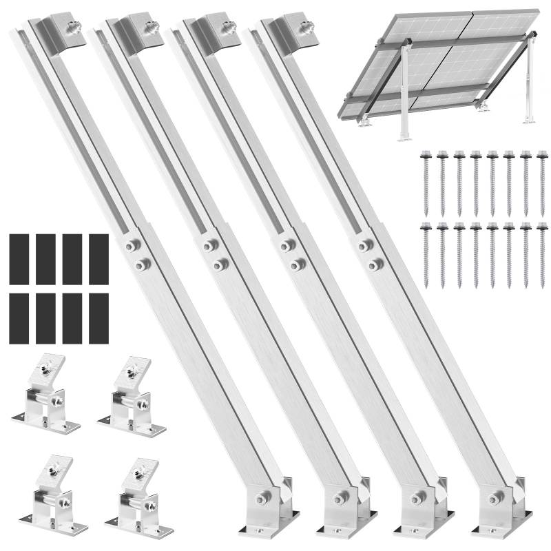 Diealles Shine Solarmodul Halterung 2 Set, Aluminium PV Modul Halterung Wandmontage Verstellbar Neigungswinkel von 10°-60°, Solarpanel Halterung für Flachdach Balkon Wohnmobile Boote von Diealles Shine