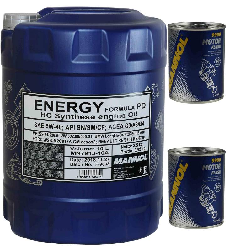 10L MANNOL Motoröl Energy Formula PD 5W-40 Motorspülung Motor Flush von Diederichs