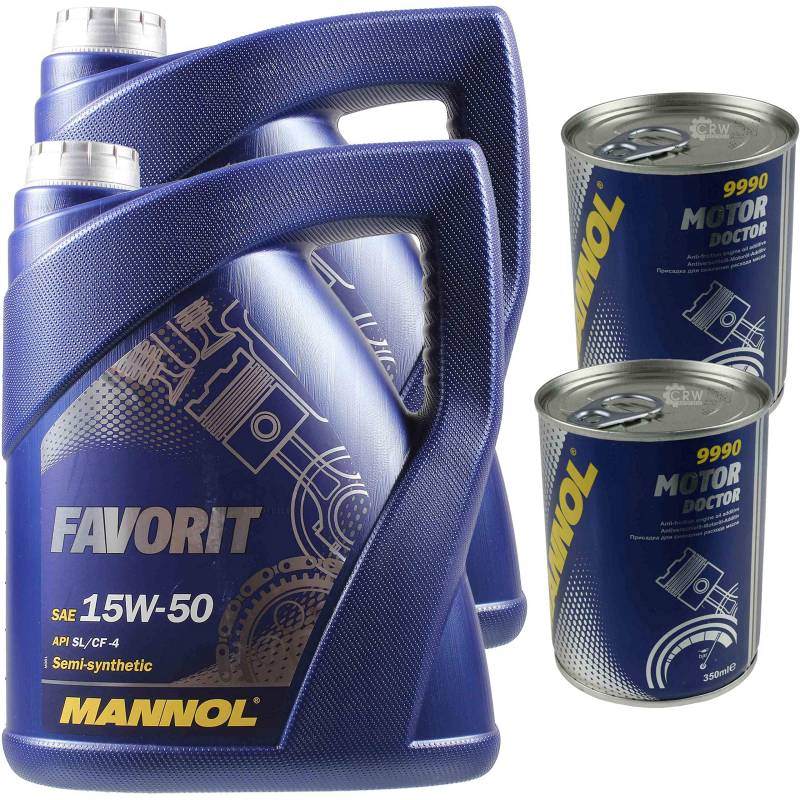 10L Motoröl MANNOL Favorit 15W-50 2x MANNOL Motor Doctor ADDITIV von Diederichs