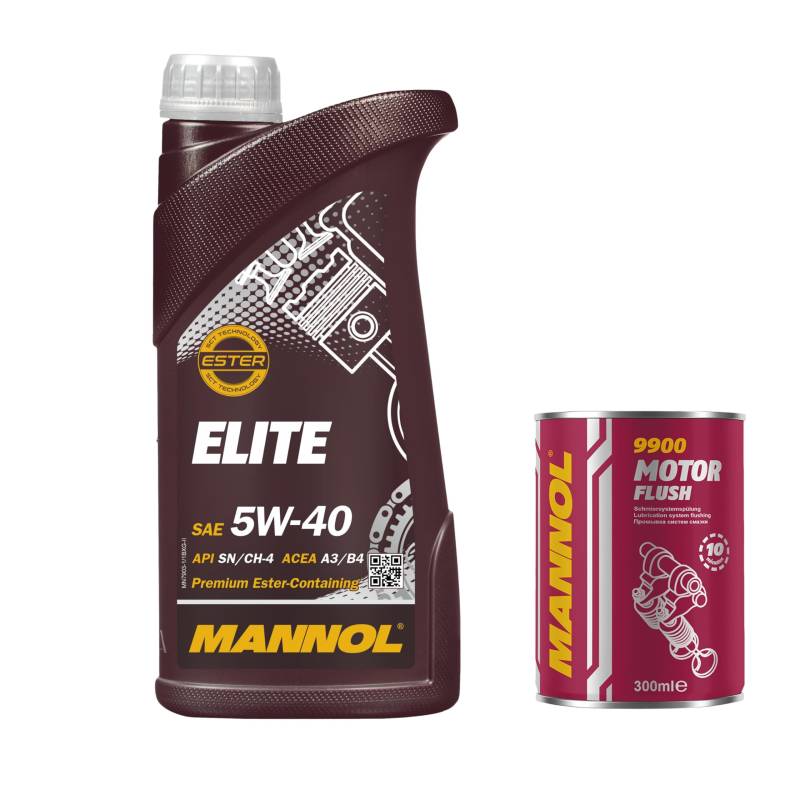 1L Motoröl MANNOL Elite 5W-40 1x MANNOL Motor Flush ADDITIV von Diederichs