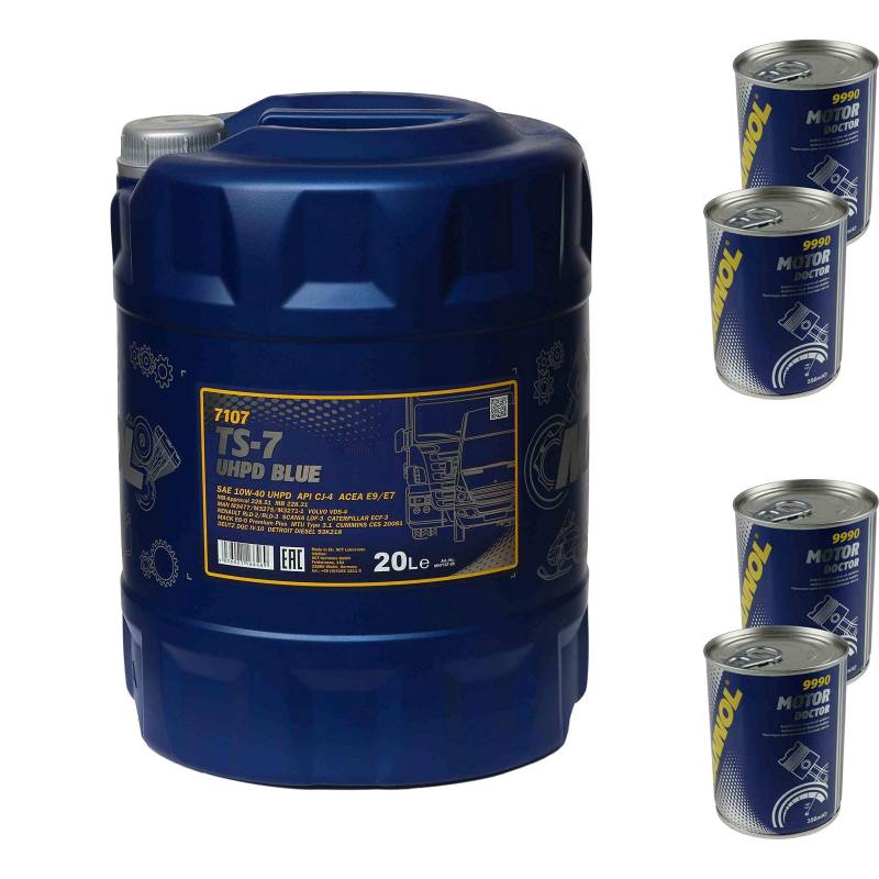 20L Motoröl MANNOL TS-7 UHPD Blue 10W-40 4x Motor Doctor ADDITIV von Diederichs