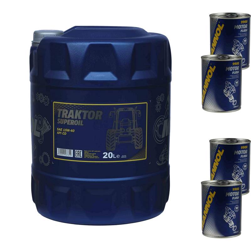 20L Motoröl MANNOL Traktor Superoil 15W-40 4xMotor Flush von Diederichs