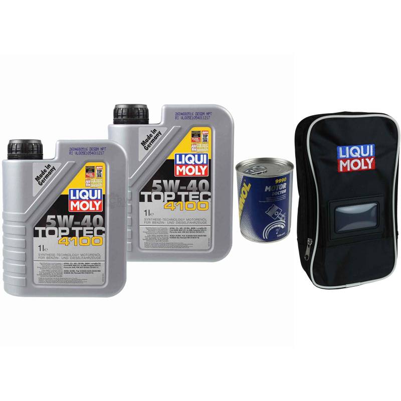 2L Motoröl Liqui Moly Top Tec 4100 5W-40 1x MANNOL Motor Doctor ADDITIV Tasche von Diederichs