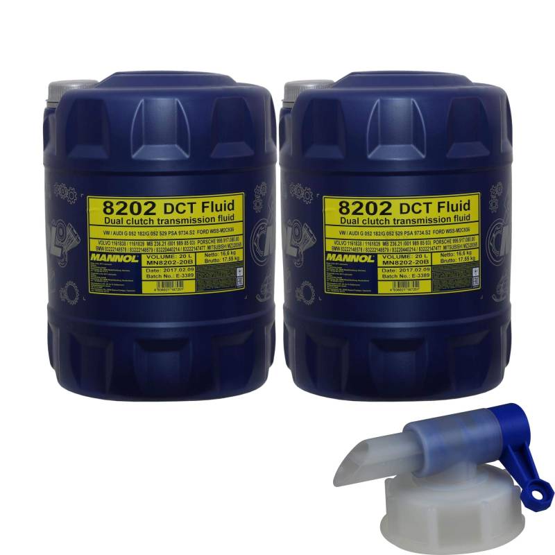 2x 20 Liter Original MANNOL Getriebeöl 8202 DCT Fluid Gear Oil inkl. Auslaufhahn von Diederichs