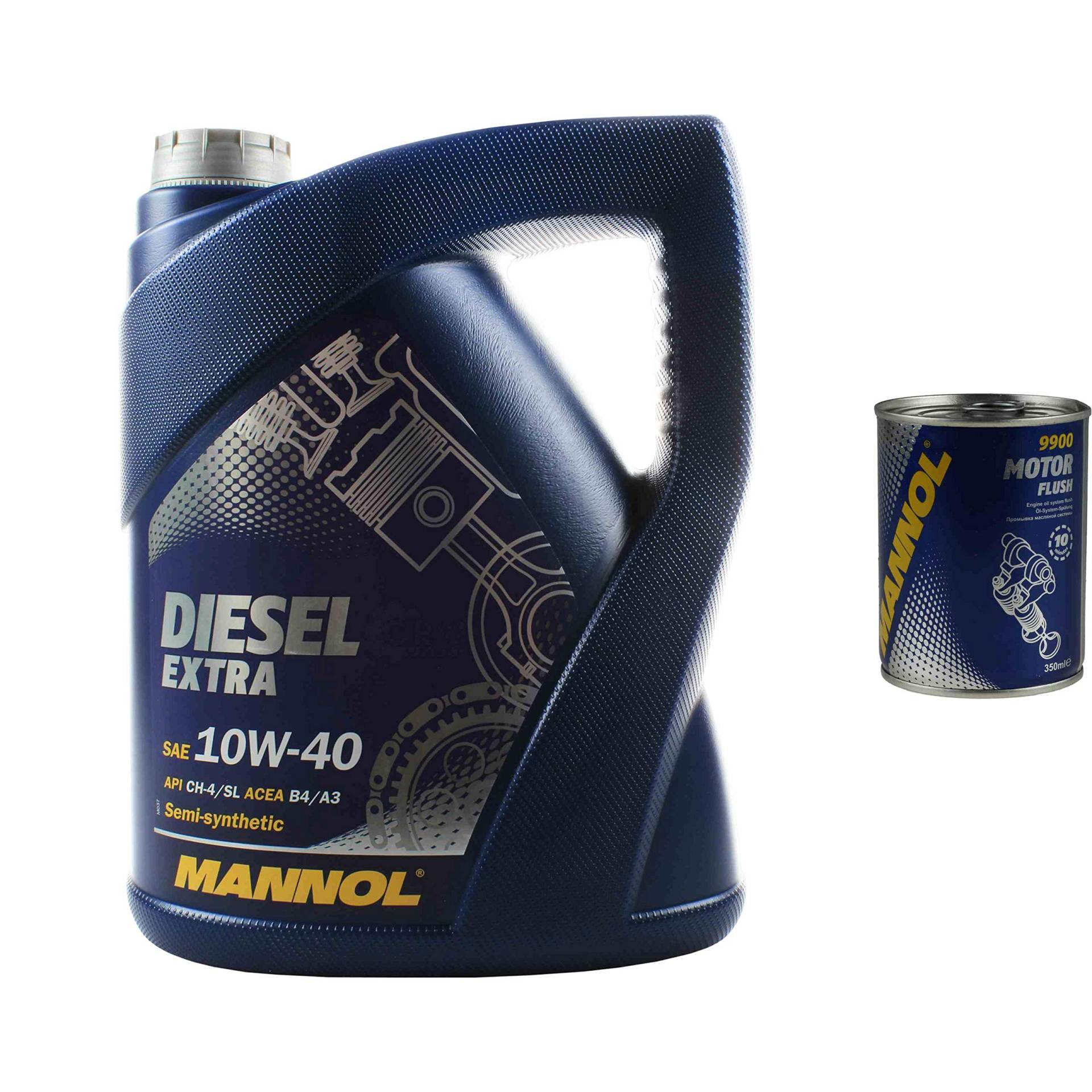 5L Motoröl MANNOL SAE 10W-40 DIESEL EXTRA 1x MANNOL Motor Flush ADDITIV von Diederichs