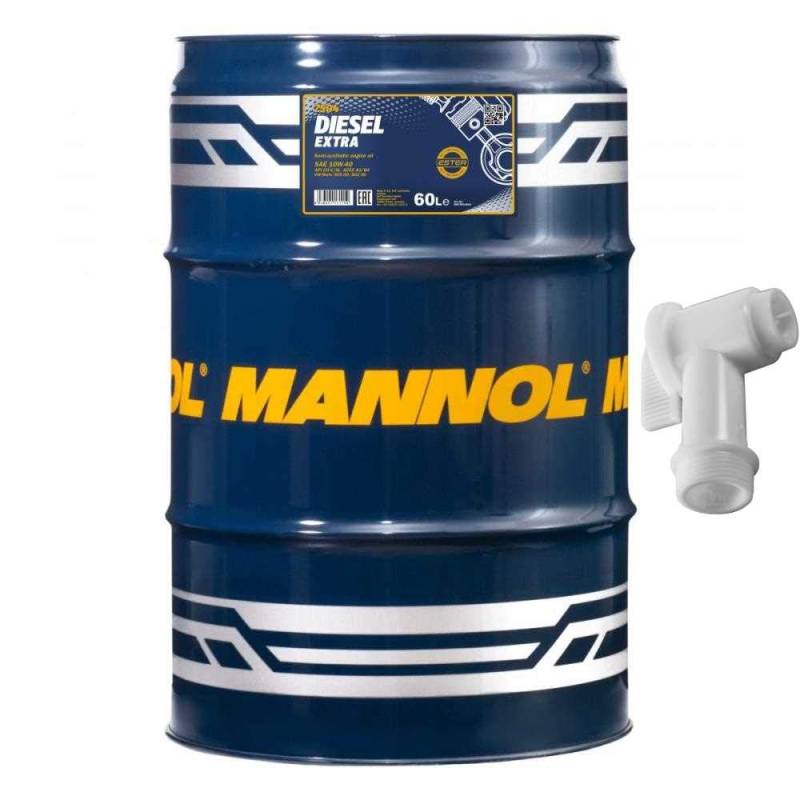 60 L MANNOL Diesel Extra 10W-40 Premium Motoröl API CH-4/SL ACEA B4/A3 Hahn SAE B3/A3 505.00/502.00 von Diederichs