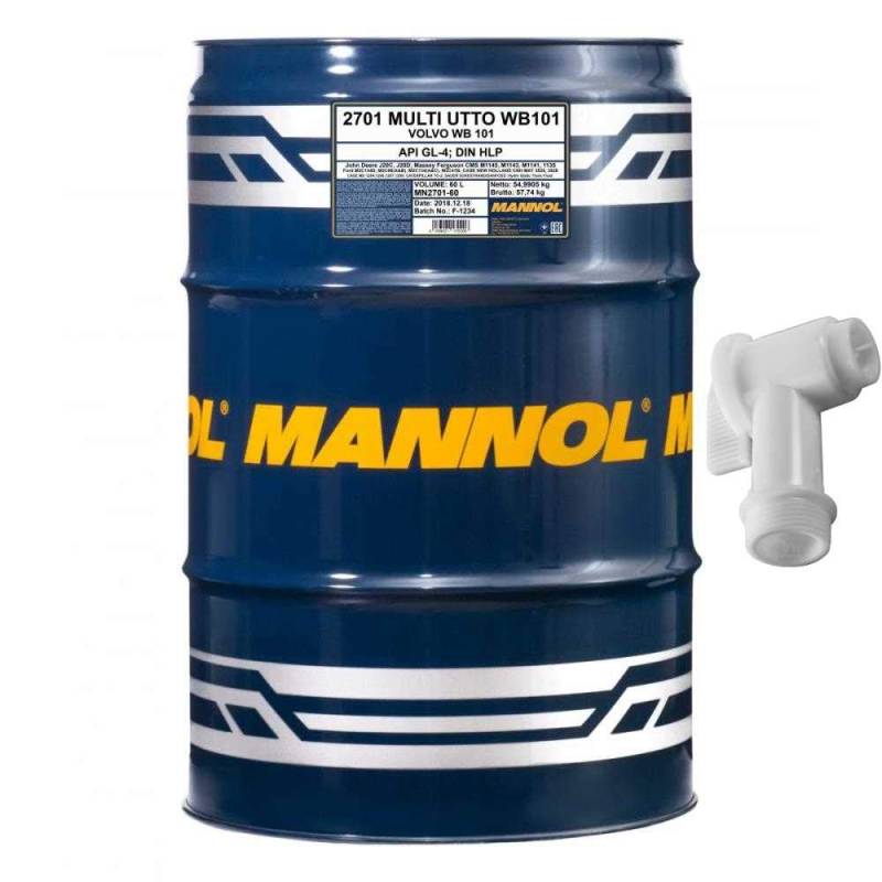 60 Liter MANNOL Multi UTTO WB 101 Motoröl API GL-4 DIN 51524-2 inkl. Auslaufhahn von Diederichs