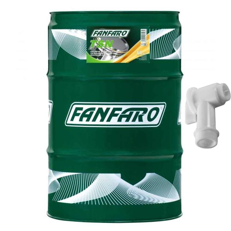 60 Liter Orignal FANFARO TSN 10W-40 API SN/SM/CF Motoröl Engine Oil Öl inkl. Auslaufhahn SAE ACEA A3/B4 502.00/505.00 MB 229.1 RN0700 von Diederichs