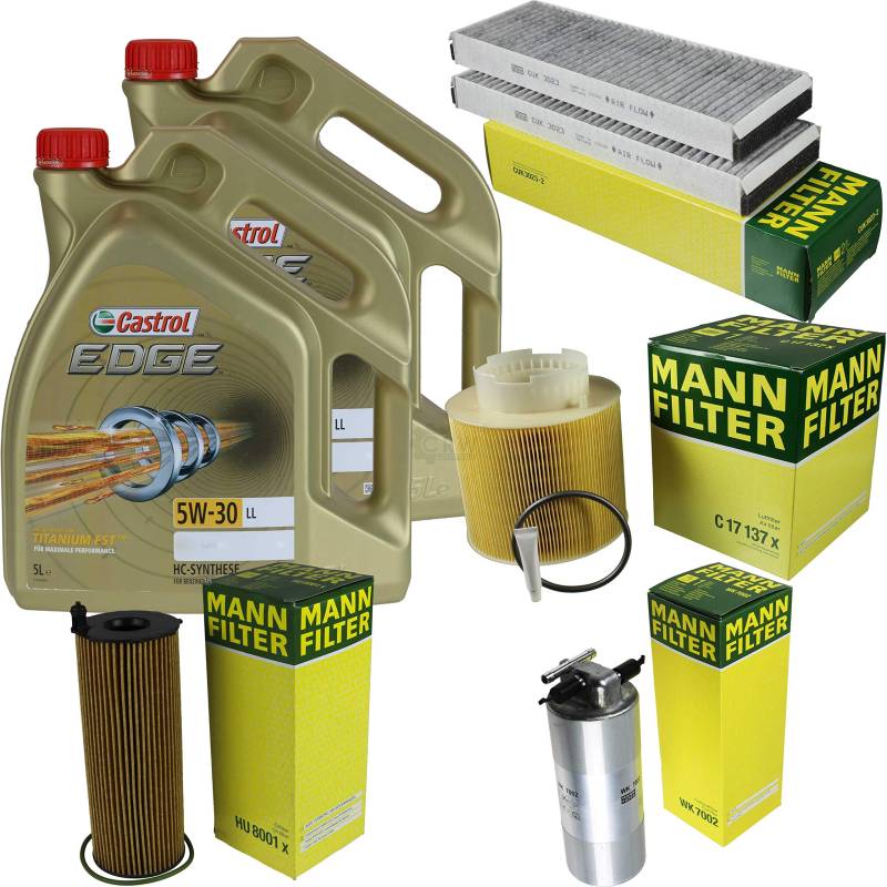 Filter Set Inspektionspaket 10 Liter Motoröl EDGE Titanium FST 5W-30 LL MANN-FILTER Innenraumfilter Kraftstofffilter Luftfilter Ölfilter von Diederichs