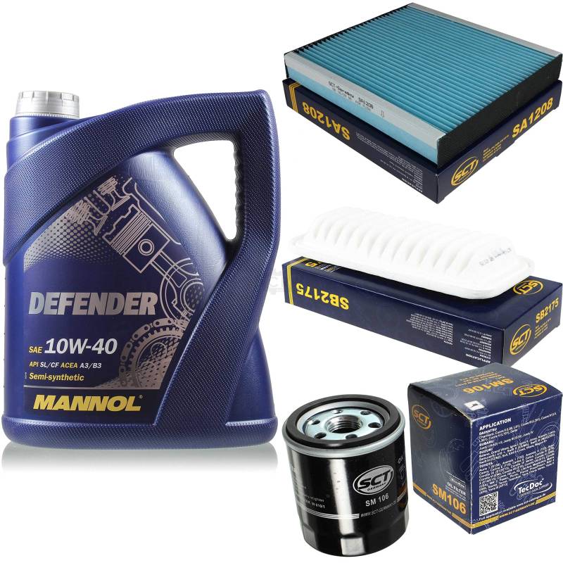 Filter Set Inspektionspaket 5 Liter MANNOL Motoröl Defender 10W-40 API SL/CF SCT Germany Innenraumfilter Luftfilter Ölfilter von Diederichs