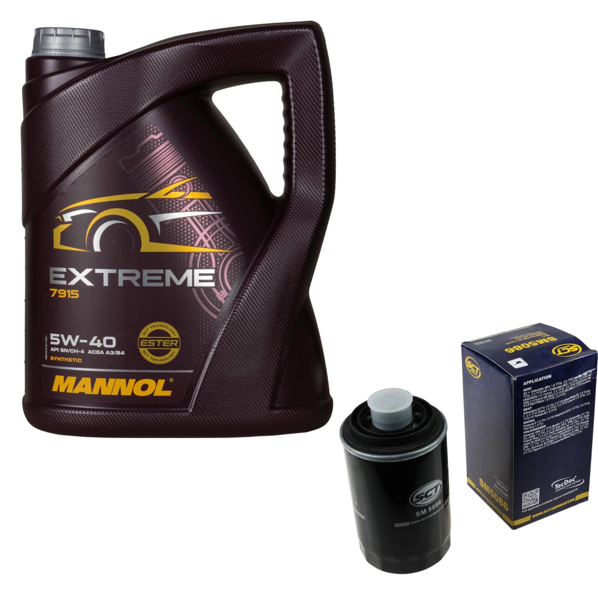 Filter Set Inspektionspaket 5 Liter MANNOL Motoröl Extreme 5W-40 API SN/CF SCT Germany Ölfilter von Diederichs