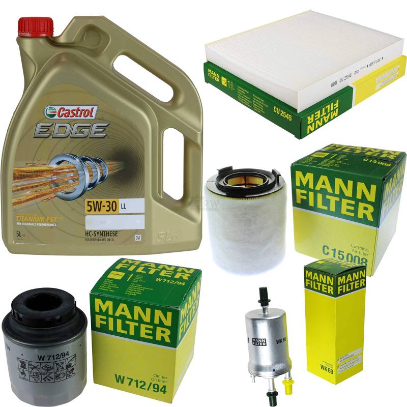 Filter Set Inspektionspaket 5 Liter Motoröl EDGE Titanium FST 5W-30 LL MANN-FILTER Innenraumfilter Kraftstofffilter Luftfilter Ölfilter von Diederichs