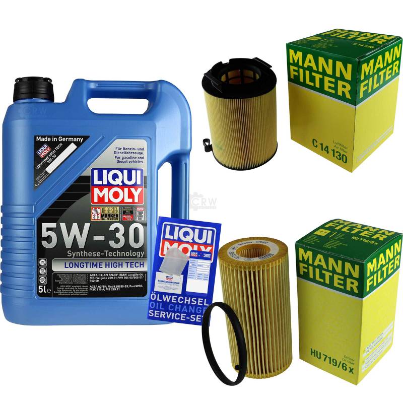 Filter Set Inspektionspaket 5 Liter Motoröl Longtime High Tech 5W-30 MANN-FILTER Luftfilter Ölfilter von Diederichs