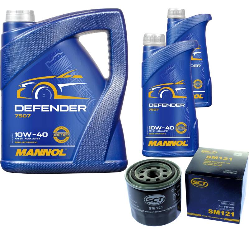 Filter Set Inspektionspaket 7 Liter MANNOL Motoröl Defender 10W-40 API SL/CF SCT Germany Ölfilter von Diederichs