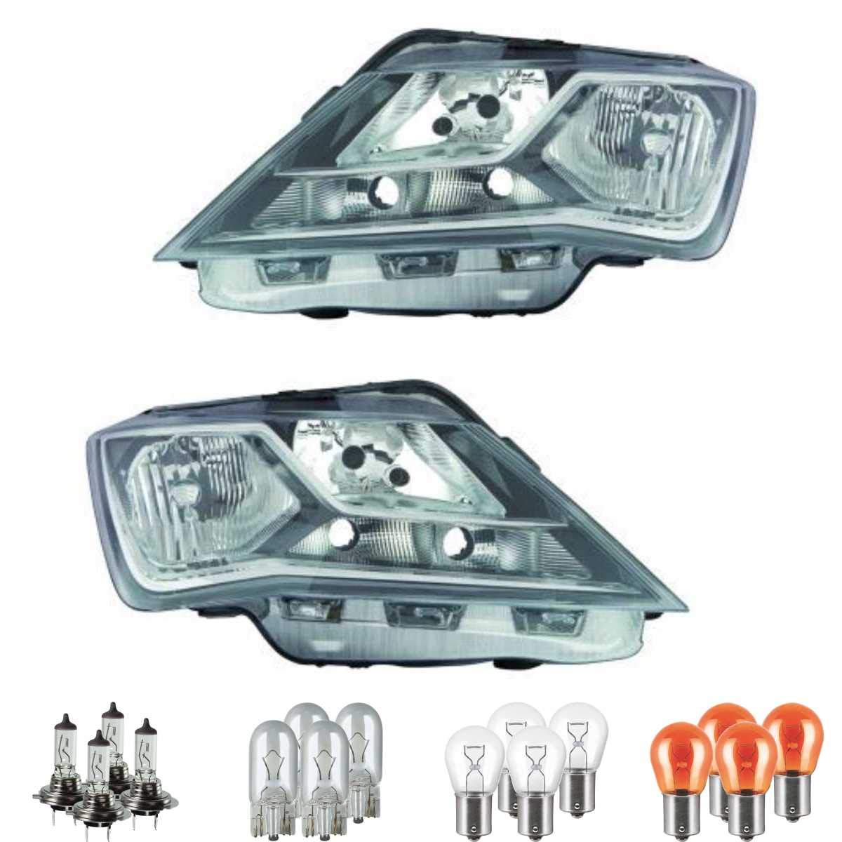 Halogen Scheinwerfer Set H7/H7 schwarz für Toledo IV inklusive OSRAM Lampen ohne Steckdose Glühlampe mit Stellmotor LWR von Diederichs