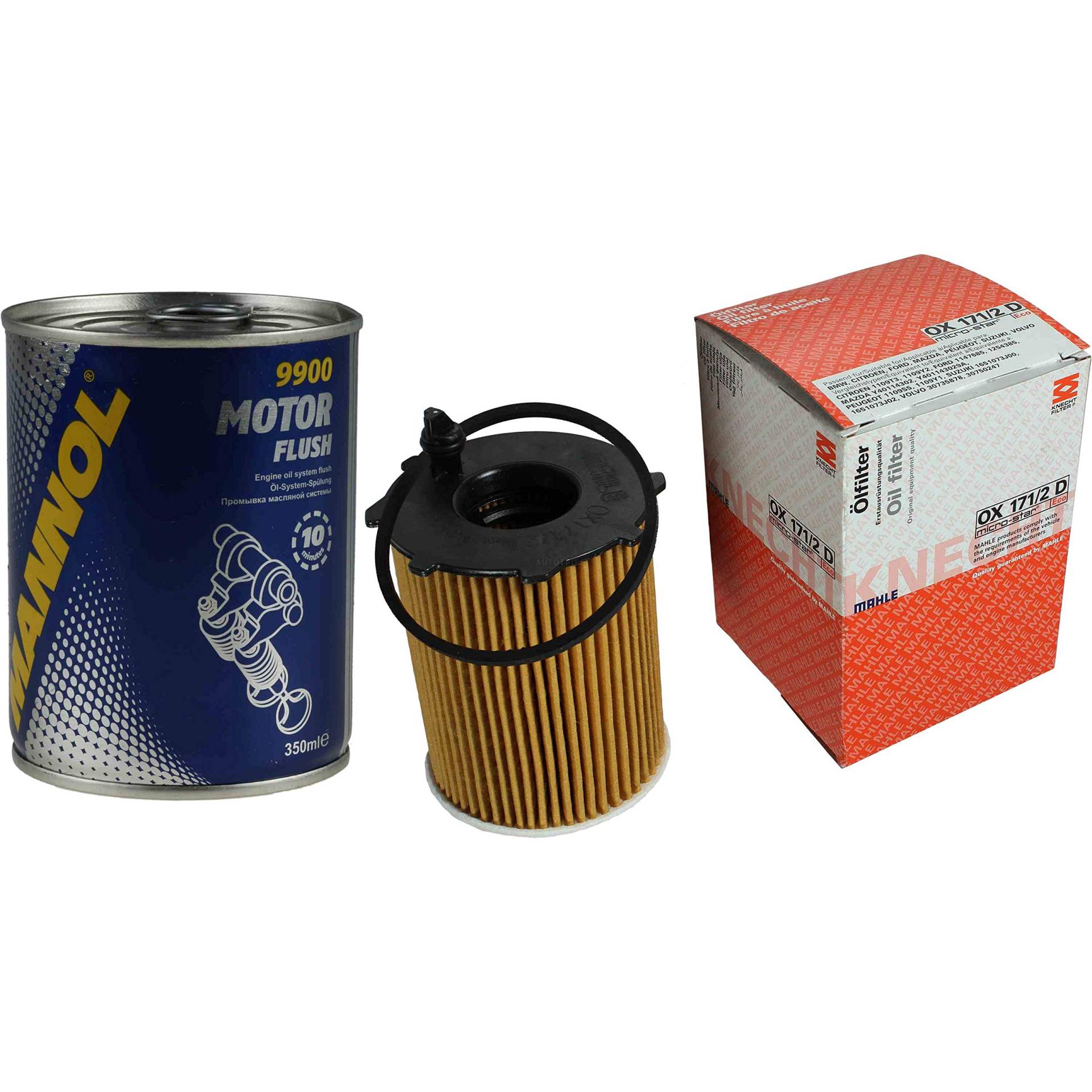 Original MAHLE/KNECHT Ölfilter OX 171/2D + SCT Motor Flush Motorspülung von Diederichs