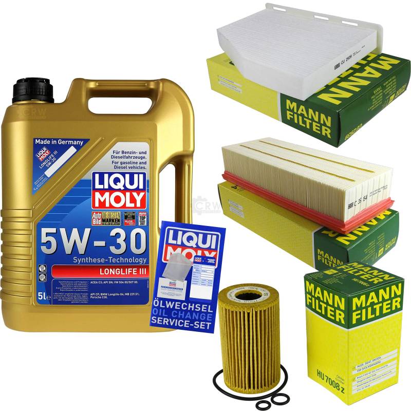 Filter Set Inspektionspaket 5 Liter Liqui Moly Motoröl Longlife III 5W-30 MANN-FILTER Innenraumfilter Luftfilter Ölfilter von Diederichs