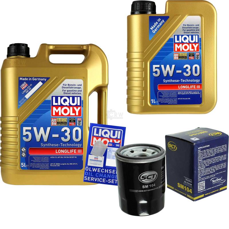 QR-PARTS 69392981 Filter Set Inspektionspaket 6 Liter Liqui Moly Motoröl Longlife III 5W-30 SCT Germany Ölfilter von Diederichs