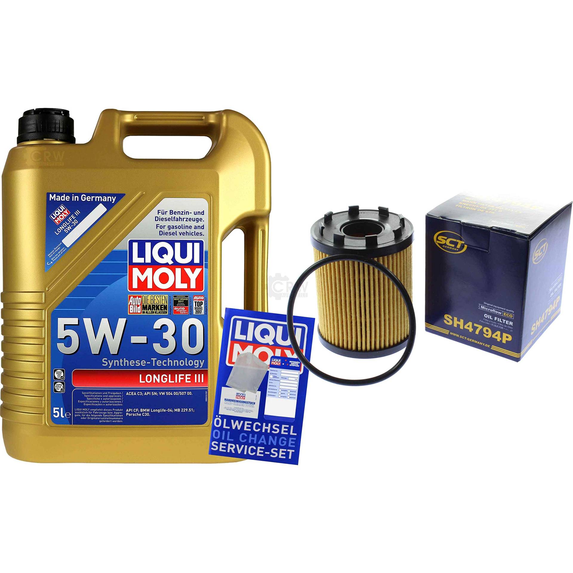 QR-PARTS 69396268 Filter Set Inspektionspaket 5 Liter Liqui Moly Motoröl Longlife III 5W-30 SCT Germany Ölfilter von Diederichs