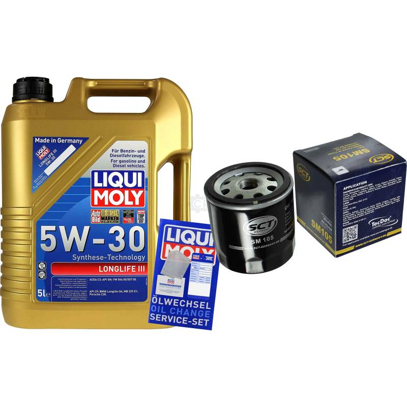 Filter Set Inspektionspaket 5 Liter Liqui Moly Motoröl Longlife III 5W-30 SCT Germany Ölfilter von Diederichs