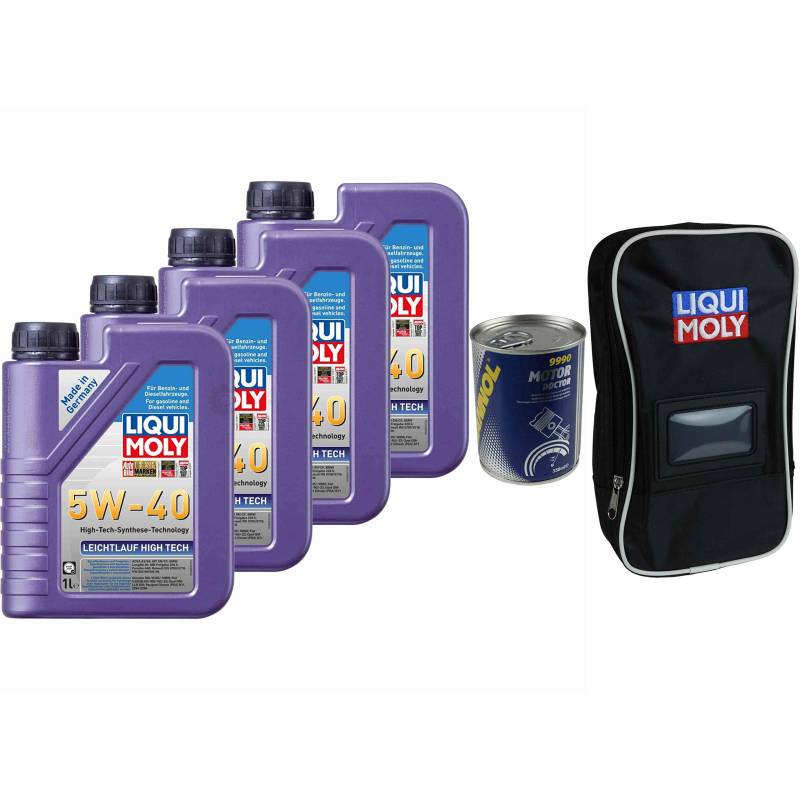 QR-PARTS 69811609 4x1L Liqui Moly Leichtlauf High Tech 5W-40 350ml MANNOL 9990 Motor Doctor Tasche von Diederichs