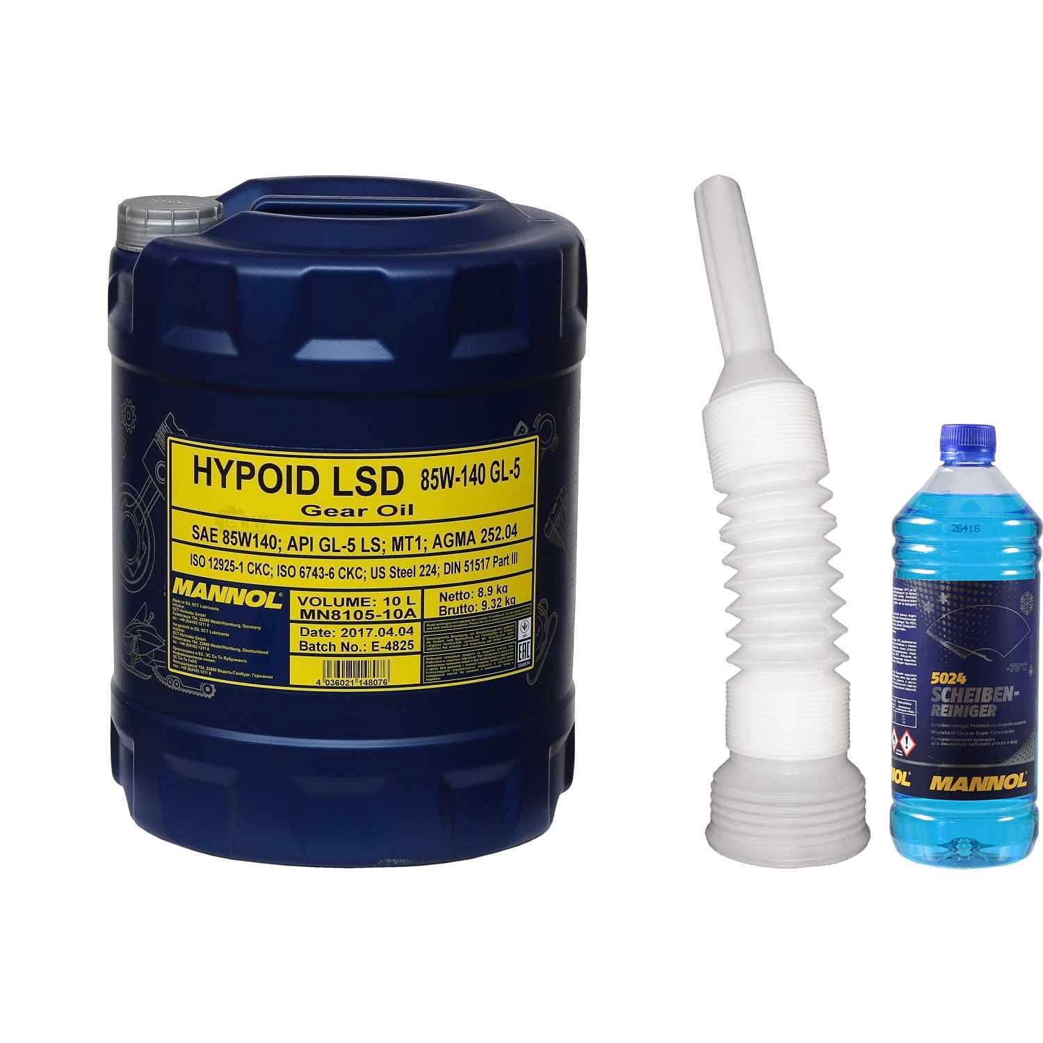 QR-Parts Set 10 Liter 85411027 CT4504 MN8105-10 5024 1 Original MANNOL Scheiben-Reiniger -70 °C Frostschutz Konzentrat Hypoid LSD 85W-140 API GL-5 LS von Diederichs