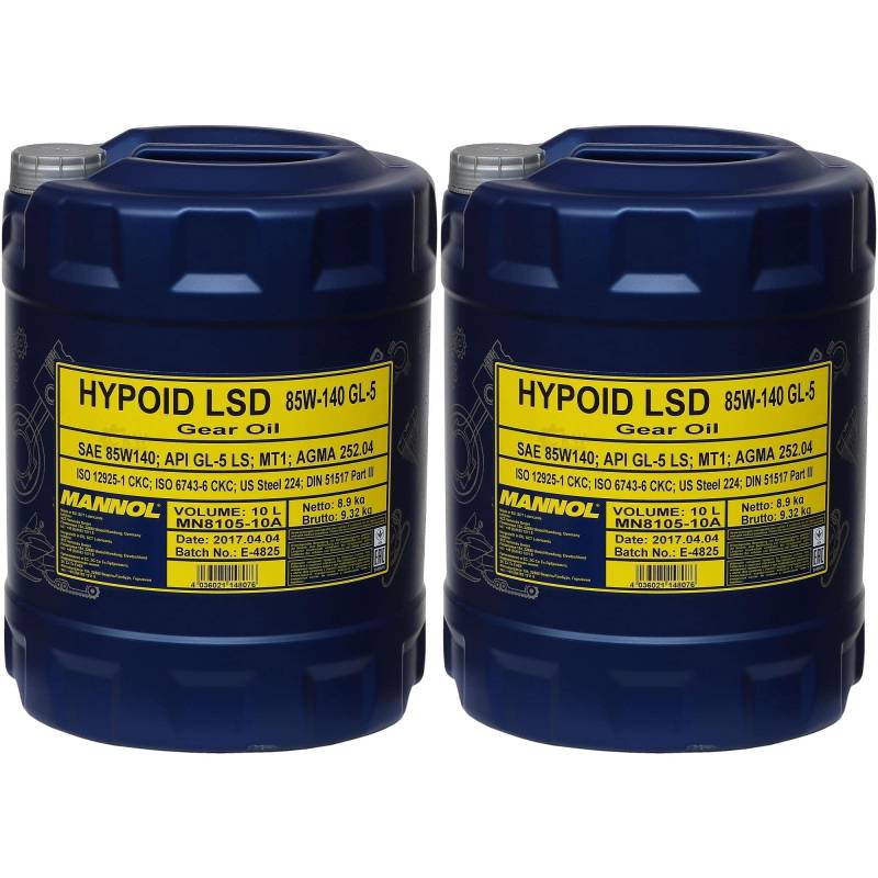 QR-Parts Set 20 Liter 85448592 MN8105-10 10 MANNOL Hypoid LSD 85W-140 API GL-5 LS von Diederichs