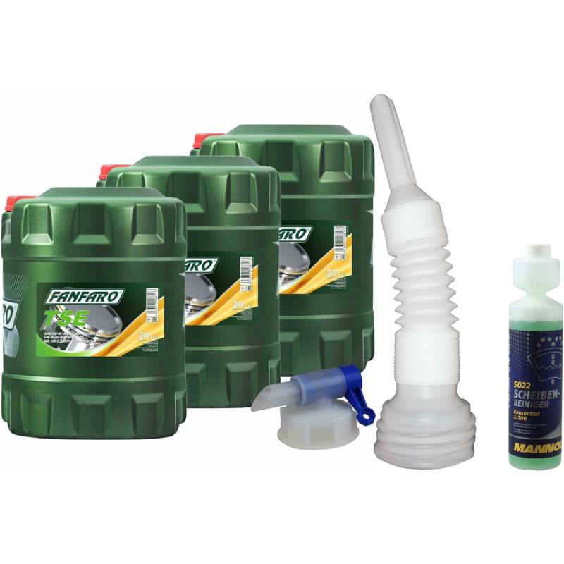 QR-Parts Set 60 Liter 85453985 FF6501-20 5022 DIN61 CT4503 MANNOL Scheibenreiniger Konzentrant 1:100 250ml 20L Motoröl TSE 5W-30 Auslaufhahn für 20 Fässer Auslaufschlauch von Diederichs