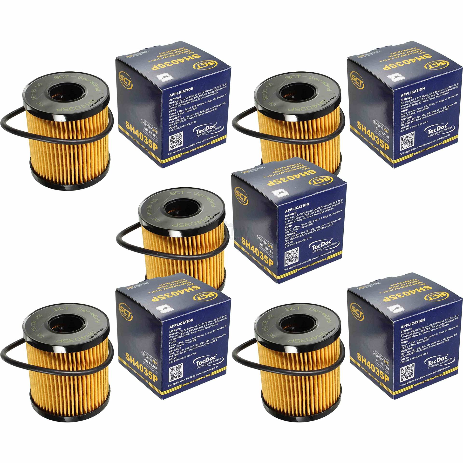 QR-Parts Set 85454740 SH 4035 P 5x Original SCT Ölfilter Öl Filter Oil von Diederichs