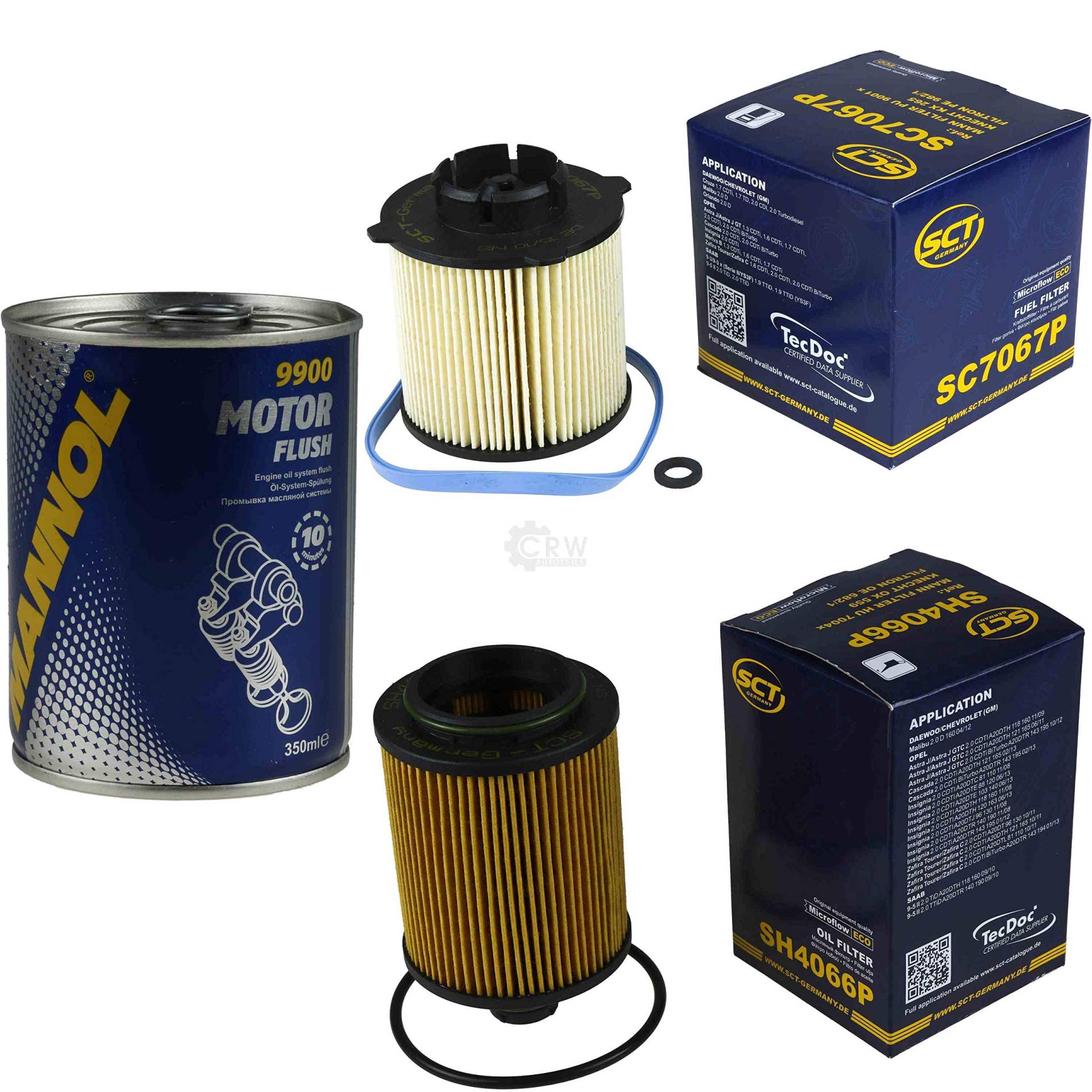 QR-Parts Set 85455900 9900 SC 7067 P SH 4066 Original SCT Inspektionspaket Filter + Motor Flush Motorspülung 11582104 von Diederichs