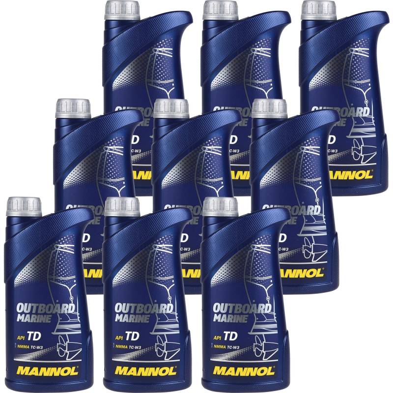 QR-Parts Set 85486235 MN7207-1 9x1 Liter Original MANNOL Motoröl Outboard Marine API TD Engine Oil Öl von Diederichs