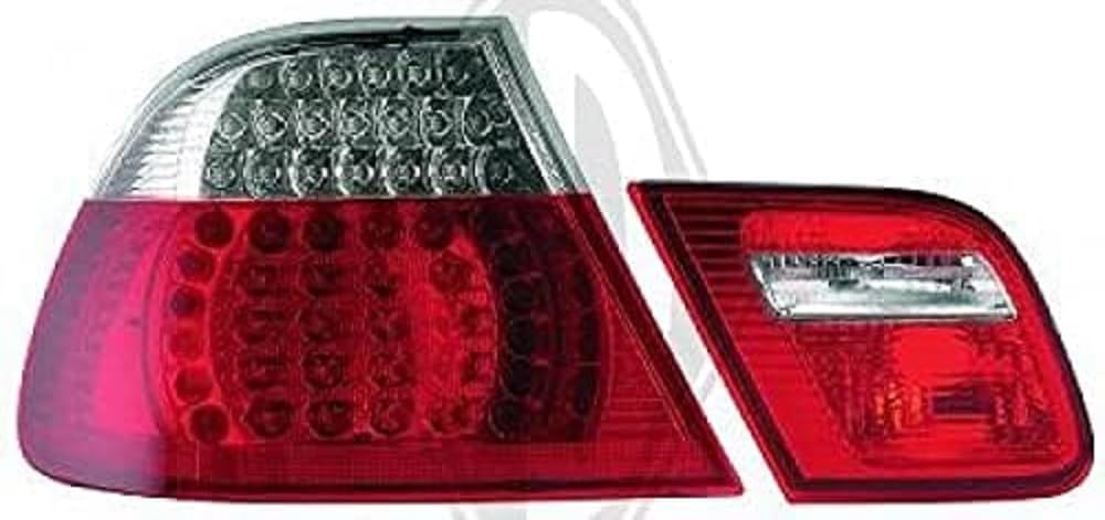 in.pro. 1214995 HD LED Rückleuchten BMW E46 Baujahr: 99-03 Coupe, 4-teilig, klarglas, rot-weiß von Diederichs