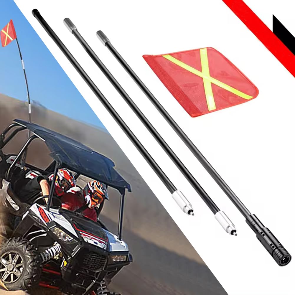 Difference U Flaggenpeitsche Sicherheitswarnung 3M Bergbau/Sand Lotsenmast mit Sicherheitsflagge hoher Sichtbarkeit für Dünen/Mine/Off-Road Fahrzeuge/LKW/ATVs/UTVs (Schwarz, 3 M) von Difference U