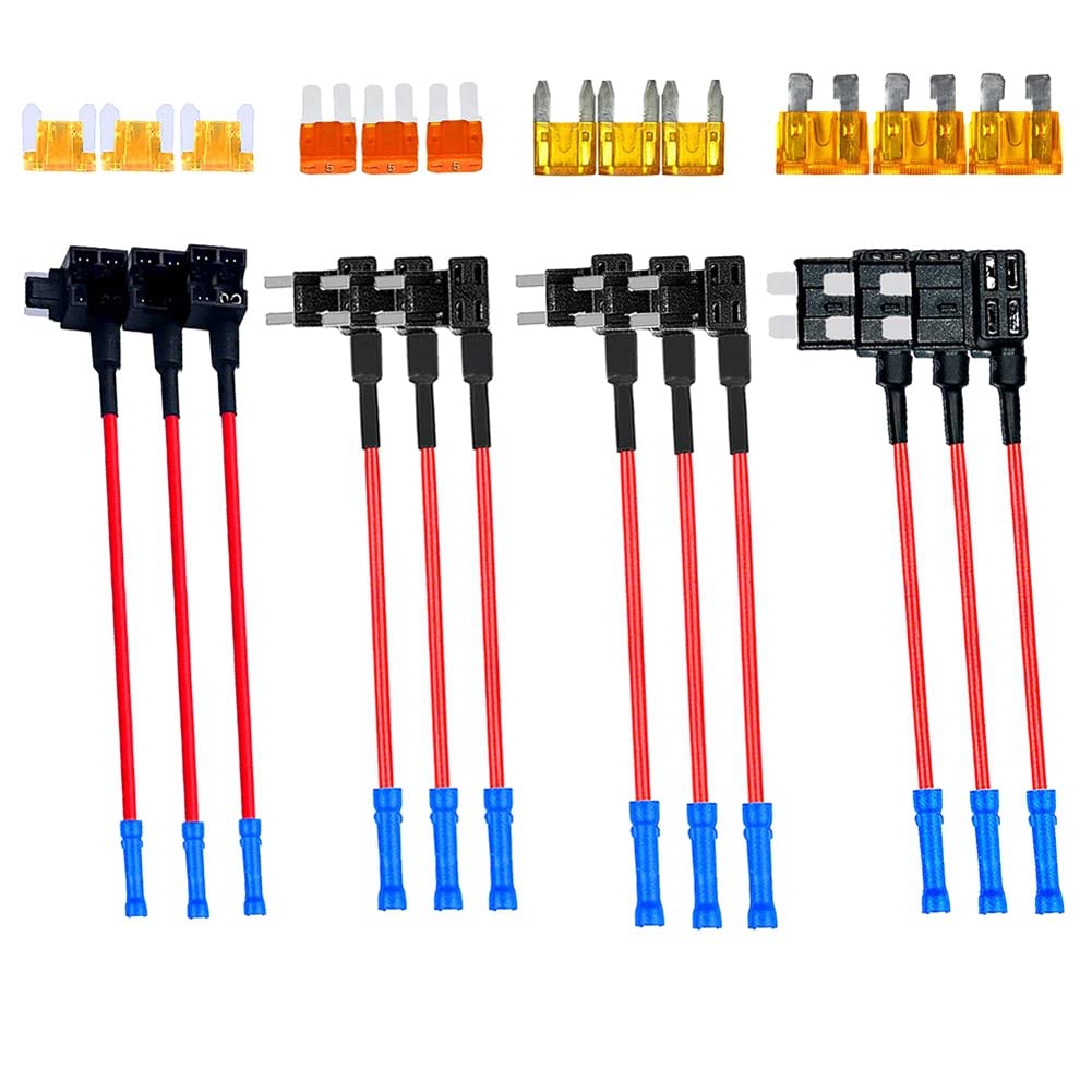 Diggtor 12 x 12 V Auto-Add-A-Circuit Sicherungshalter-Kits ATO/ATC Mini Low Dual-Slot Flachsicherungshalter von Diggtor