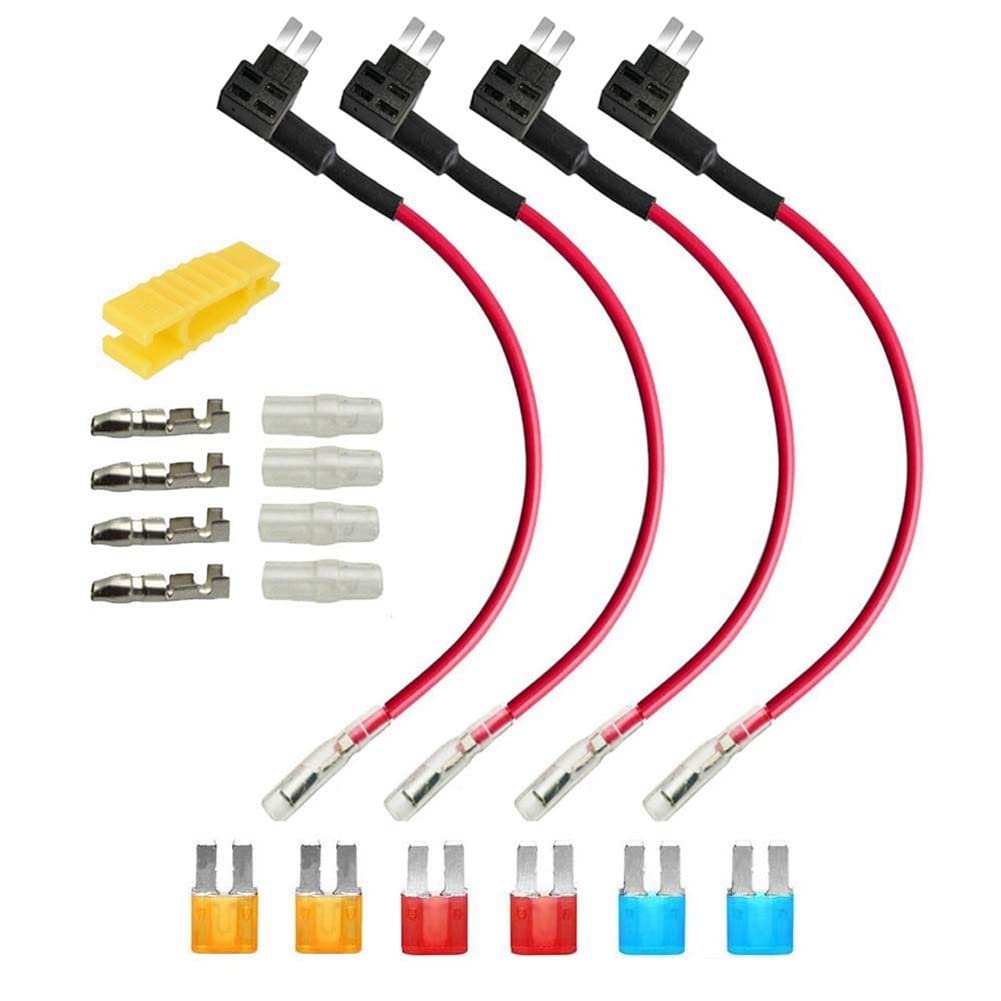 Diheohg 4 12V-24V Add-A-Circuit Micro2 Sicherungsabgriff, Huckepack-Flachsicherungshalter mit Kabelbaum von Diheohg