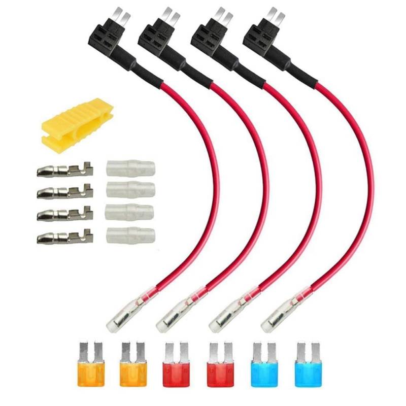 Diheohg 4 12V-24V Add-A-Circuit Micro2 Sicherungsabgriff, Huckepack-Flachsicherungshalter mit Kabelbaum von Diheohg