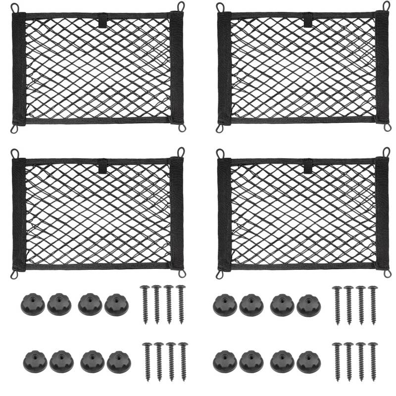 4 stück Aufbewahrungsnetz Camper, Gepäcknetz Autositz Netz, Stark und Robust Aufbewahrungsnetz, Kofferraum Netztasche Wohnmobil, Kofferraum-Frachtnetz für Wohnwagen, LKW, Transporter Lieferwagen von Dilireba