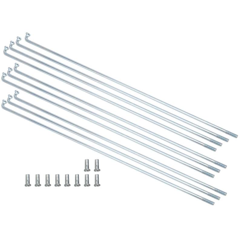 Fahrrad Speichen und Nippel Set, 80mm-310mm, 13G 2.2mm Fahrradspeichen Edelstahl Speichen Fahrrad Dreirad Zubehör, 10 Stück/Set(190MM) von Dilwe