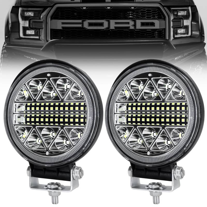 Dinfu 2 pack 102W LED Arbeitsscheinwerfer，Rückfahrscheinwerfer led 12V/24V traktor 15000LM scheinwerfer Offroad Flutlicht, IP67 Arbeitsleuchte für SUV ATV Truck KFZ Jäger, LKW，J-eep von Dinfu