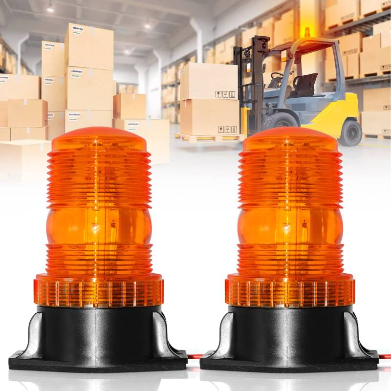 2PCS LED Warnleuchte,10-110V LED Gabelstaplerleuchte Gelb Rundumleuchte Orange LED für Auto LKW Gabelstapler von Dinfu