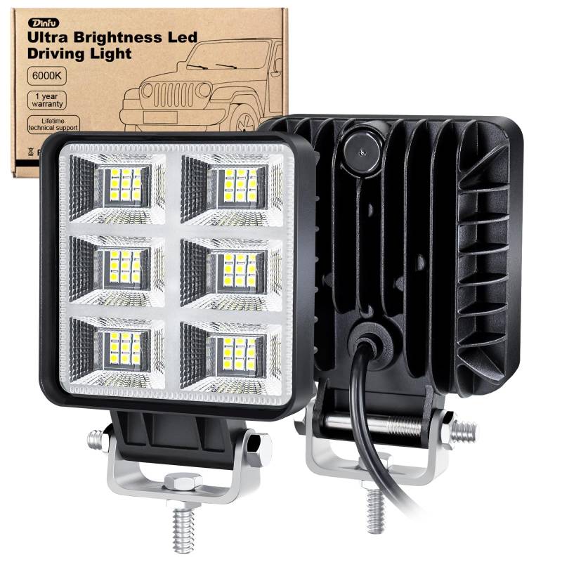 Dinfu 2 pack 144W Led Arbeitsscheinwerfer LED Scheinwerfer Lampen Spot Zusatzscheinwerfer, 6000k LED Arbeitsleuchte Offroad Flutlicht für SUV ATV Truck KFZ von Dinfu