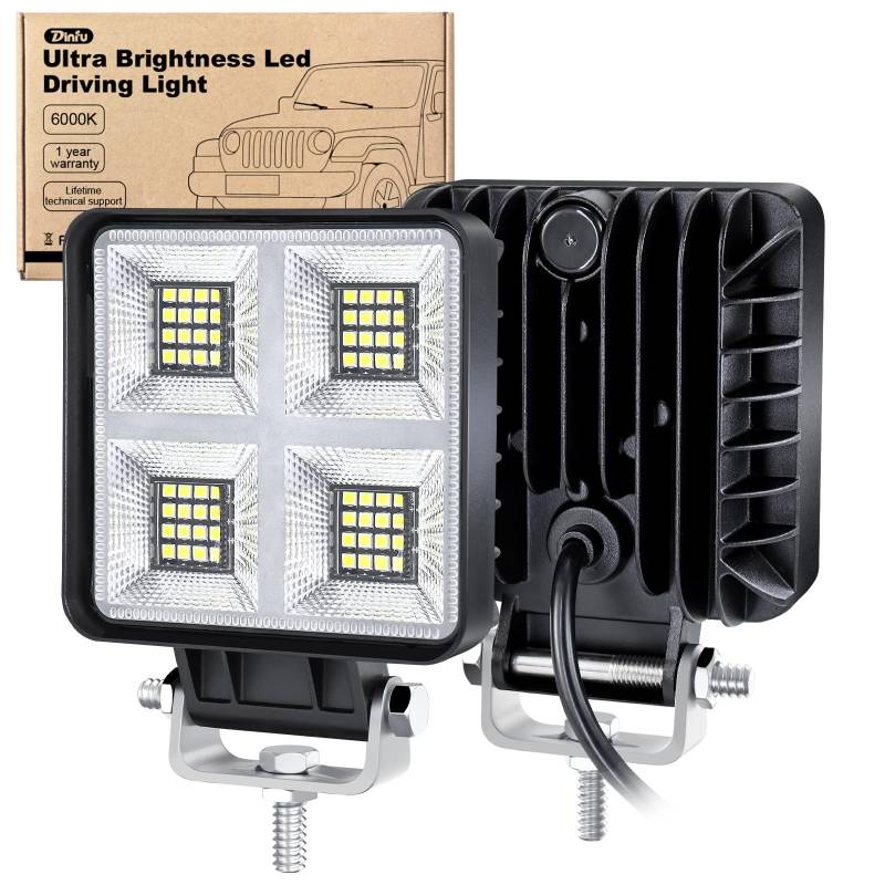 Dinfu 2 pack 160W LED Scheinwerfer Lampen12v Led Arbeitsscheinwerfer Zusatzscheinwerfer, 6000K LED Arbeitsleuchte Offroad Flutlicht für SUV ATV Truck KFZ von Dinfu