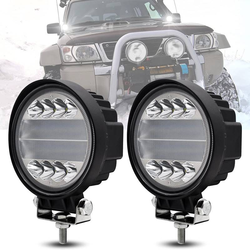 Dinfu LED Arbeitsscheinwerfer, 72W Runde LED Scheinwerfer12v flood Offroad Zusatzscheinwerfer Wasserdicht IP68 LED Arbeitsscheinwerfer für ATV UTV SUV KFZ Bagger AutoTraktor LKW J-eep von Dinfu