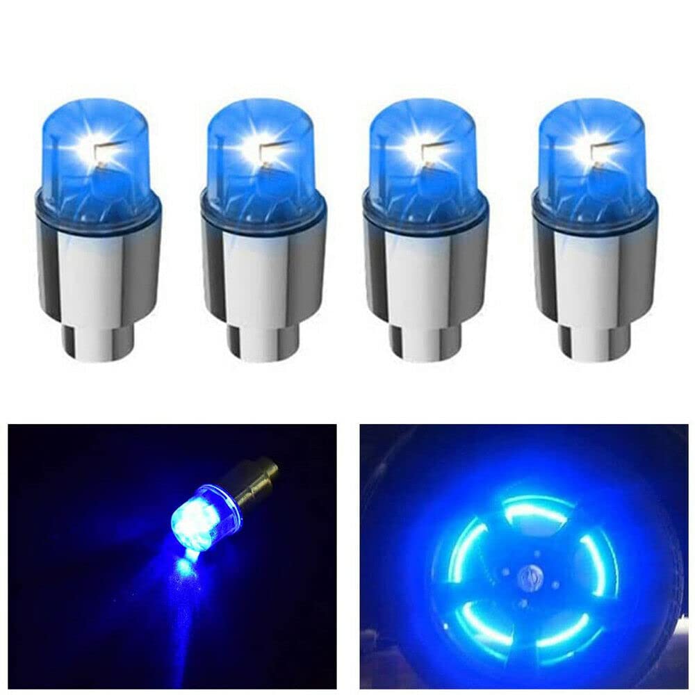 4pc Auto Rad Reifen Reifen Luftventilschaft LED Kappen Abdeckung Zubehör (Blue) von DingM